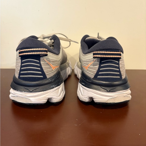 Hoka Bondi 7 Running Sneakers Women’s Size 9.5 Grey Navy and Peach - Picture 4 of 12